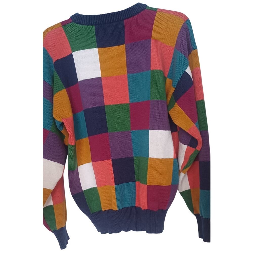 Vintage 90s Smith-Forester Multi-Color Block Knit Pullover Sweater Size Medium - Picture 4 of 6